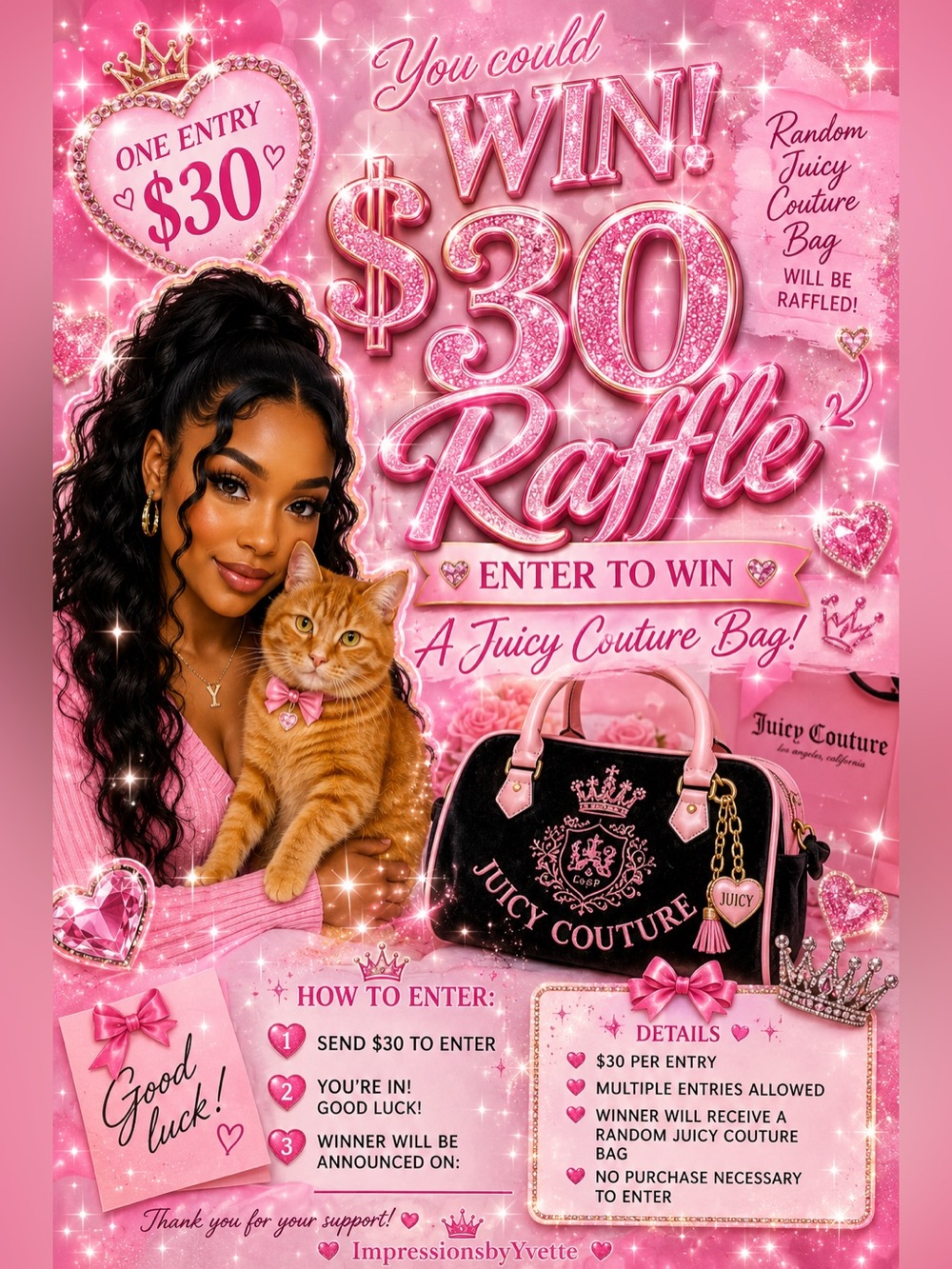 Pick a number 1-50 , Get your prize and entry to win a Juicy Couture Bag!!!!